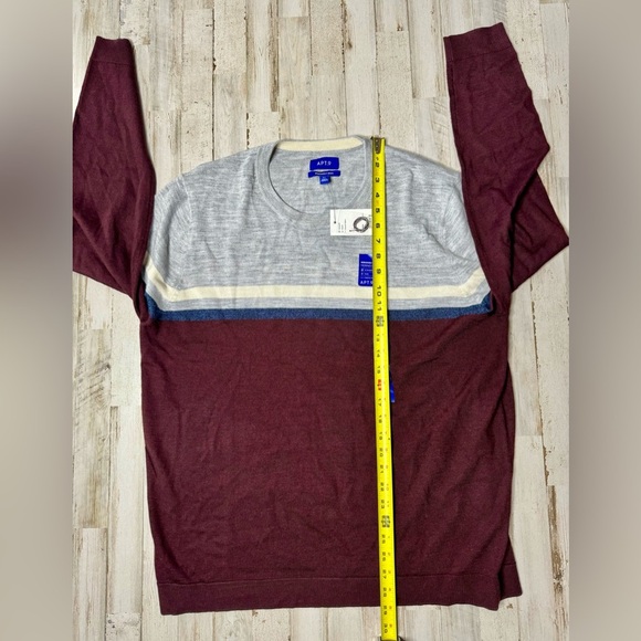 Apt 9 Seriously Soft Merino Wool Blend Sweater Mens XL Burgundy Colorblock NWT - Picture 6 of 13